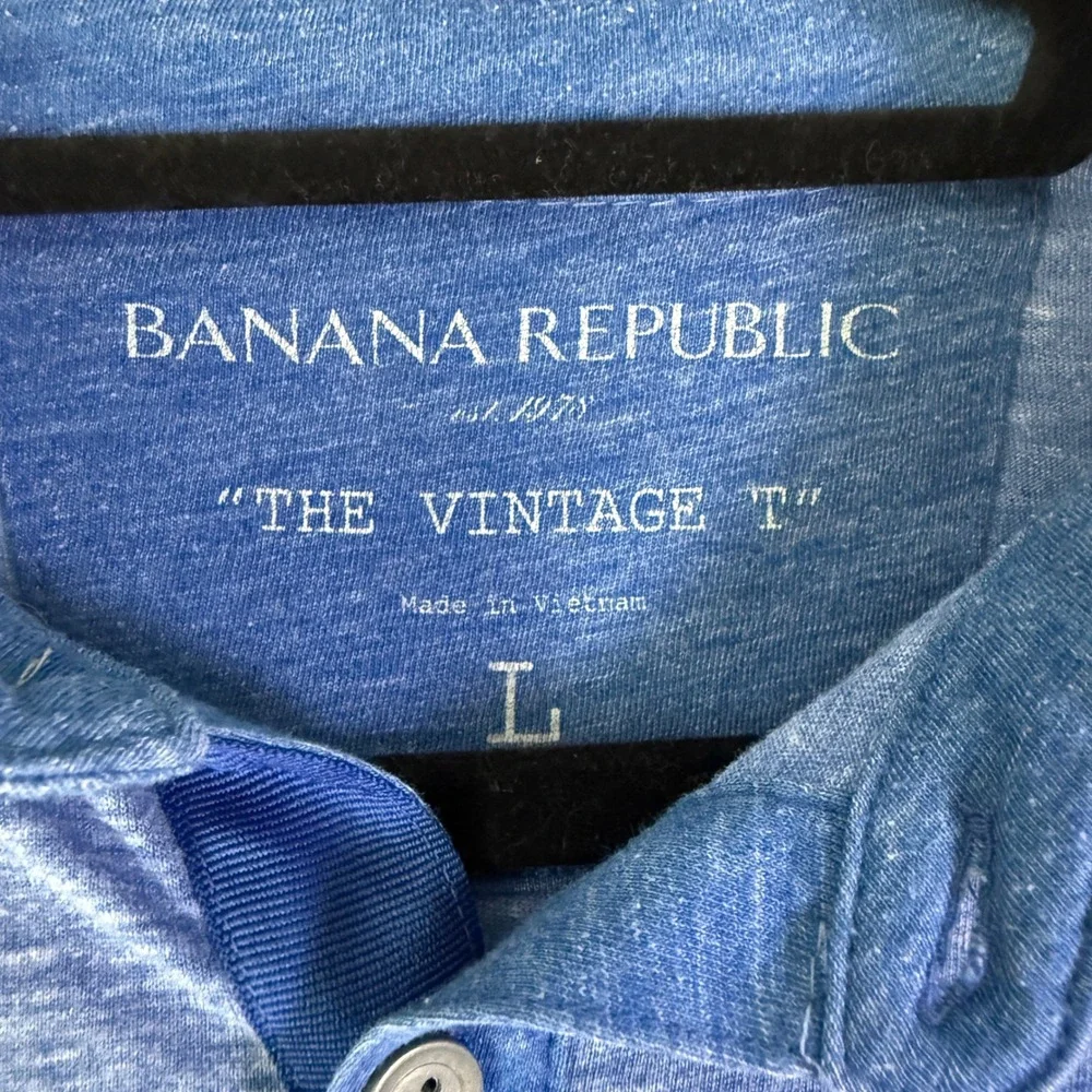 Banana Republic The Vintage T Polo Shirt Mens Large Blue Heather Short Sleeve